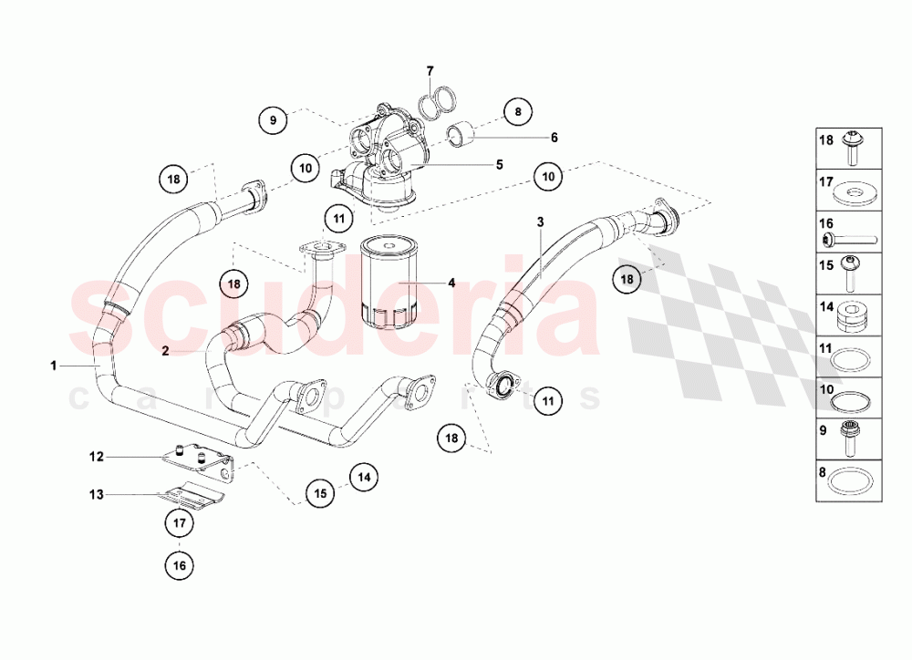 Oil Filter of Lamborghini Lamborghini Aventador LP700 Coupe