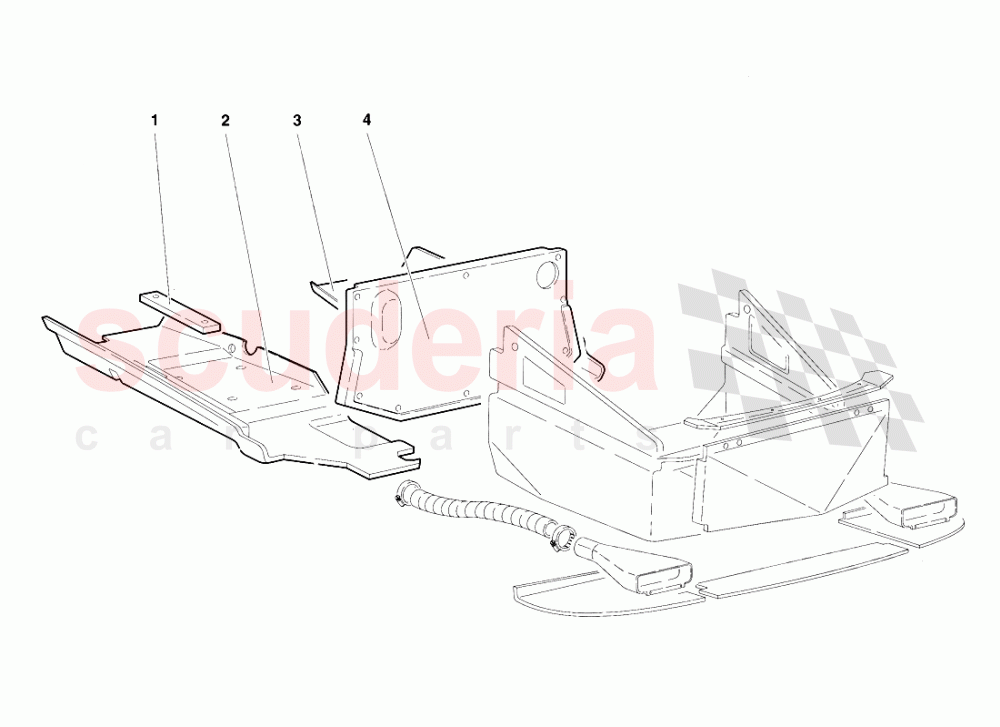 Frame Floor Panels (Valid for R.H.D. - March 1997) of Lamborghini Lamborghini Diablo SV (1995-1997)