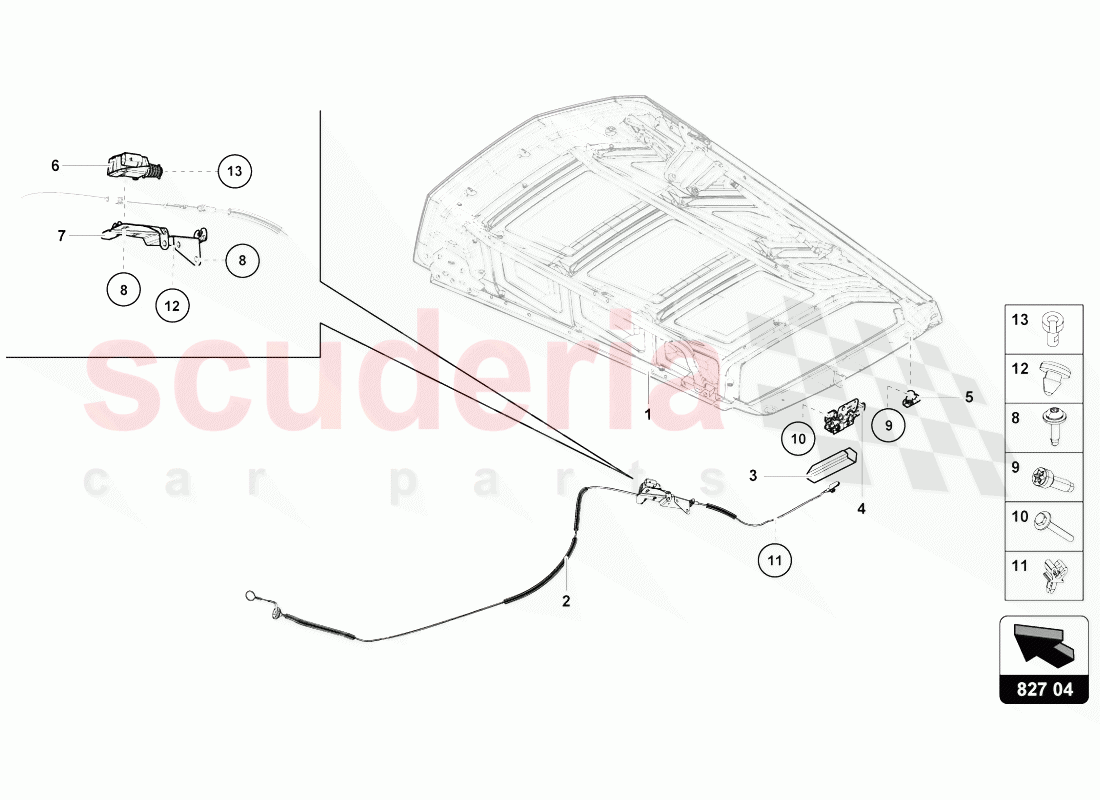 RELEASE LEVER of Lamborghini Lamborghini Huracan Evo Coupe