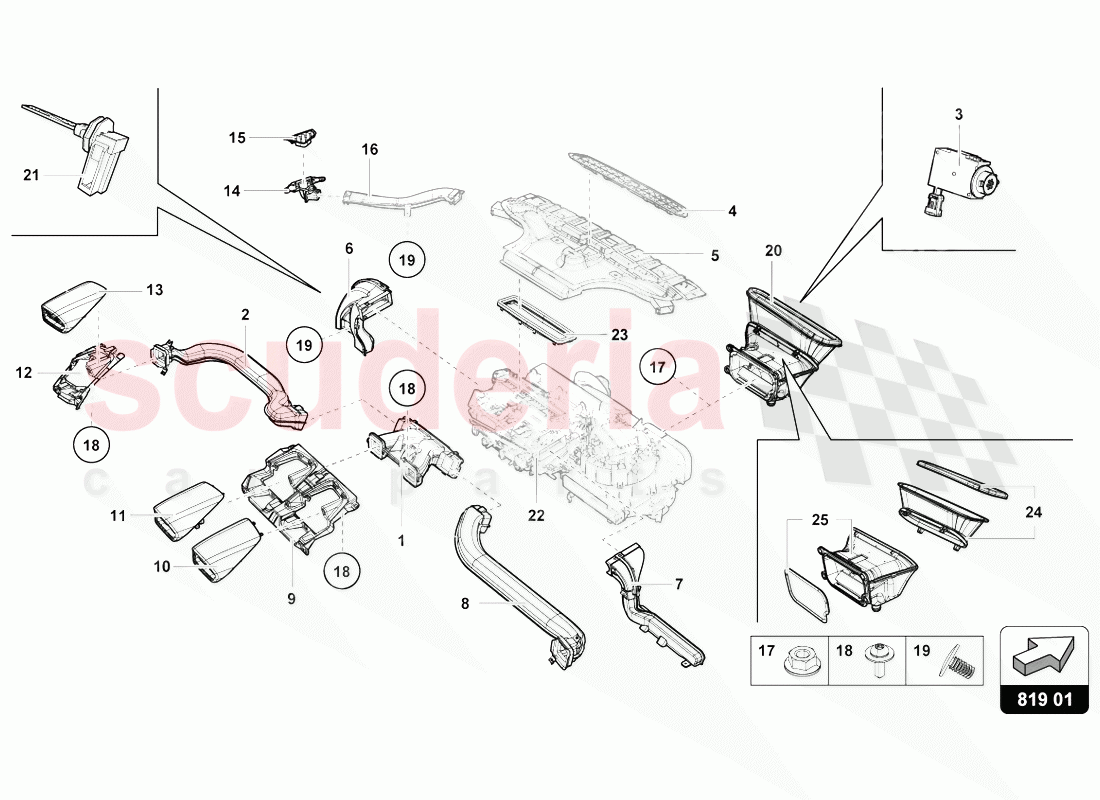 AIR GUIDE CHANNEL of Lamborghini Lamborghini Huracan Evo Spyder