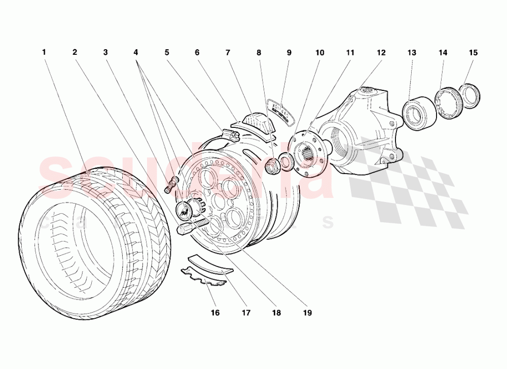 Front Wheel and Hub Carrier of Lamborghini Lamborghini Diablo VT (1993-1998)