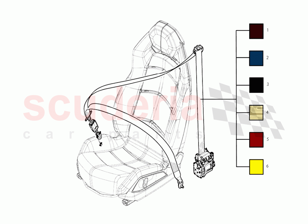 Coloured Seatbelts of Lamborghini Lamborghini Aventador LP700 Coupe