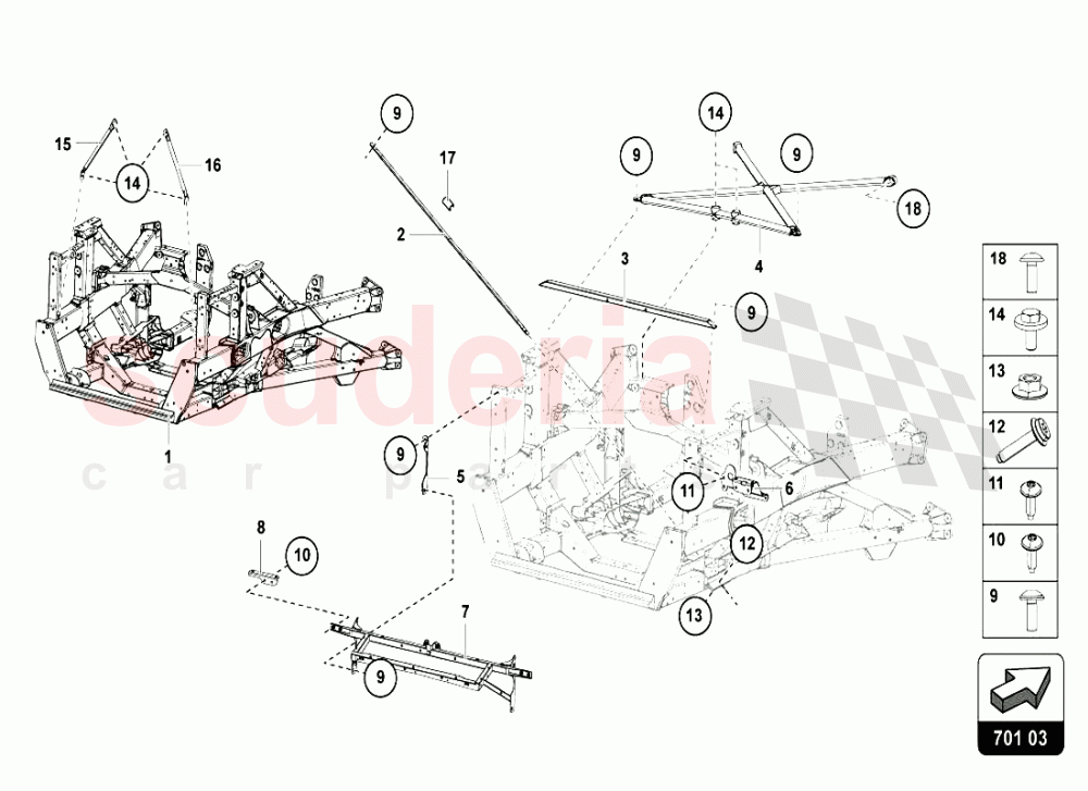 REAR FRAME ELEMENTS 1 of Lamborghini Lamborghini Aventador LP720 Coupe