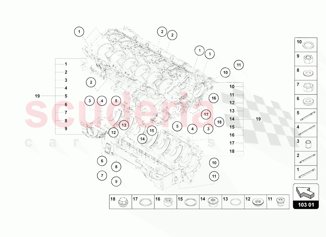 ENGINE BLOCK of Lamborghini Lamborghini Aventador LP770 SVJ Coupe