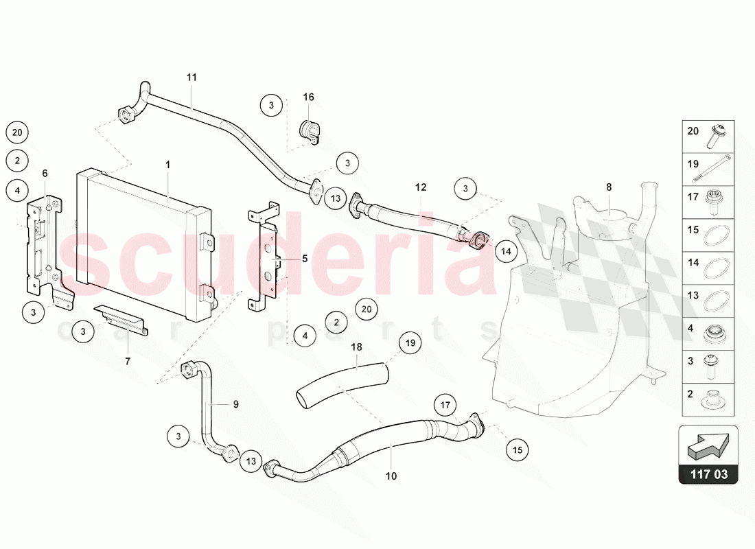 OIL COOLER of Lamborghini Lamborghini Aventador LP770 SVJ Coupe