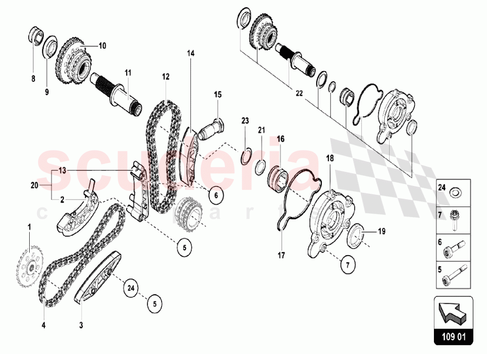 LOWER HEAD TIMING SYSTEM of Lamborghini Lamborghini Aventador LP750 SV Roadster