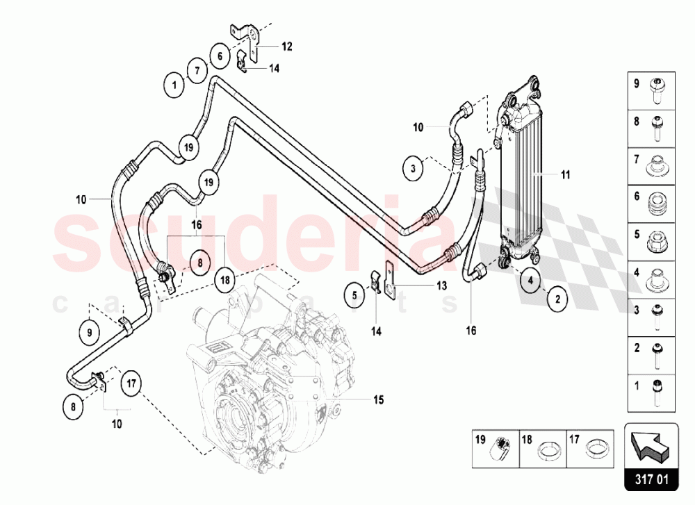 REAR DIFFERENTIAL OIL COOLER of Lamborghini Lamborghini Aventador LP750 SV Coupe