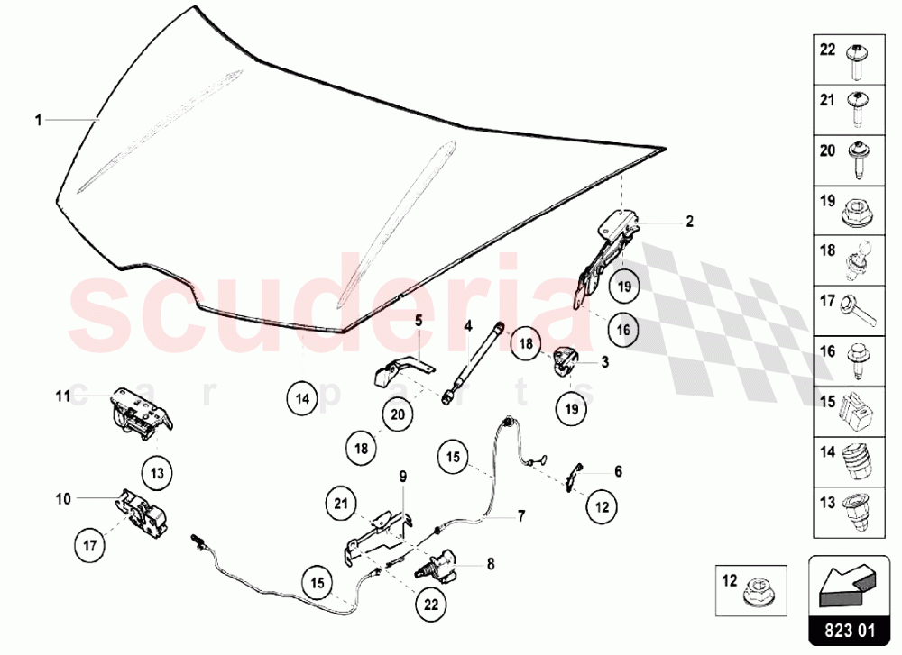 Front Hood of Lamborghini Lamborghini Huracan LP580 Coupe