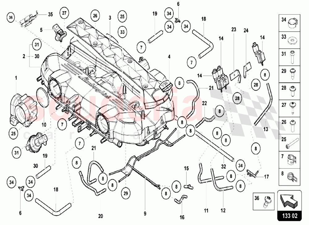 INTAKE MANIFOLD 1 of Lamborghini Lamborghini Aventador LP750 SV Roadster