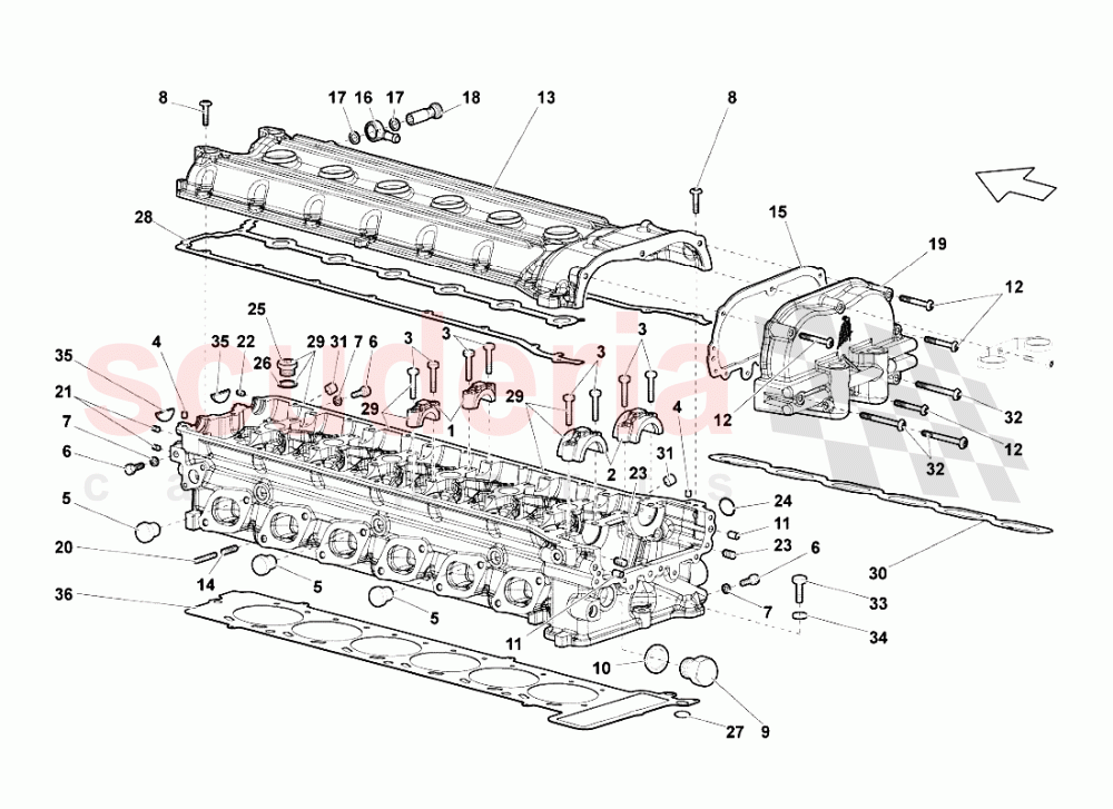 Right Cylinder Head And Cover of Lamborghini Lamborghini Murcielago LP640