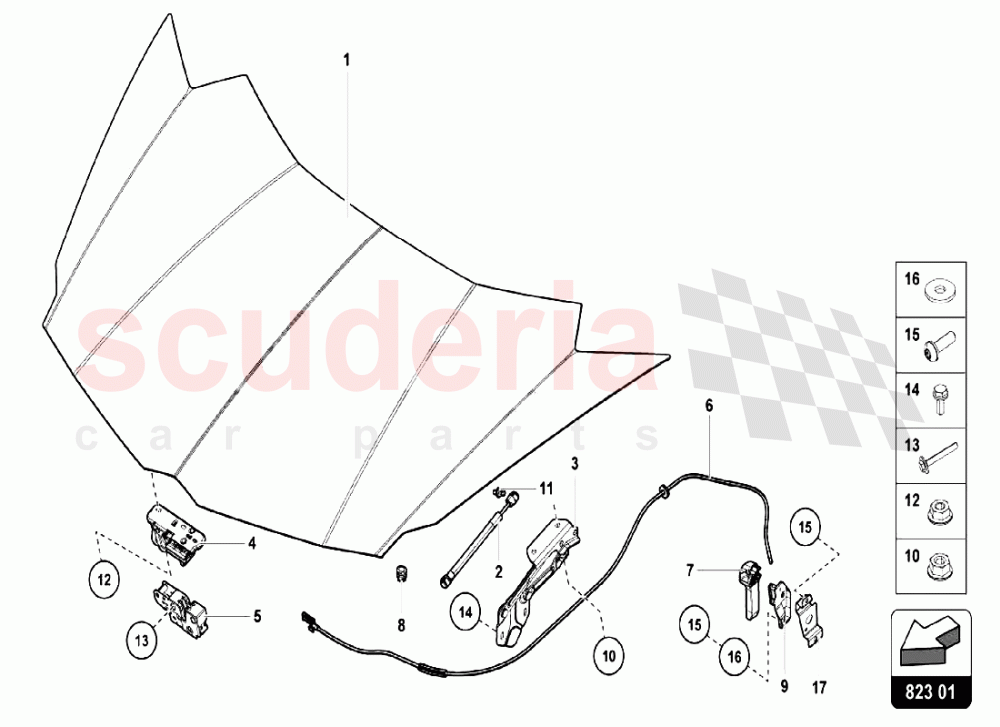 FRONT HOOD of Lamborghini Lamborghini Aventador LP750 SV Roadster