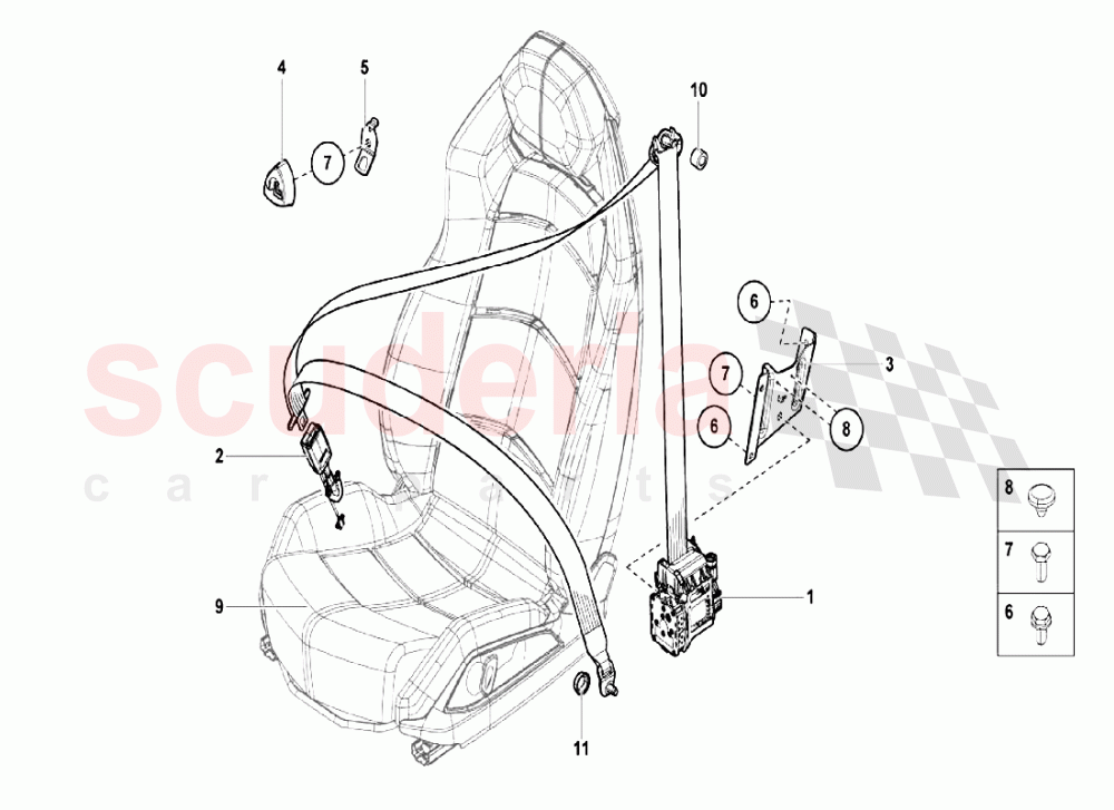 THREE-POINT SAFETY BELT of Lamborghini Lamborghini Aventador LP750 SV Roadster