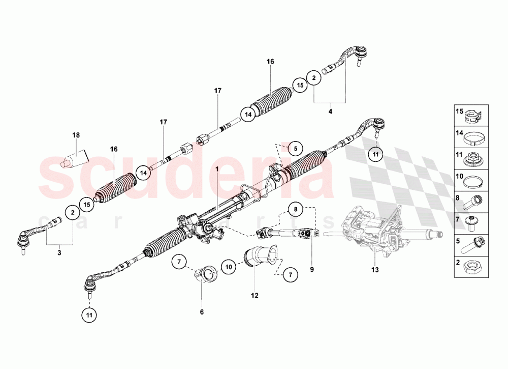 Steering Rack of Lamborghini Lamborghini Aventador LP700 Coupe