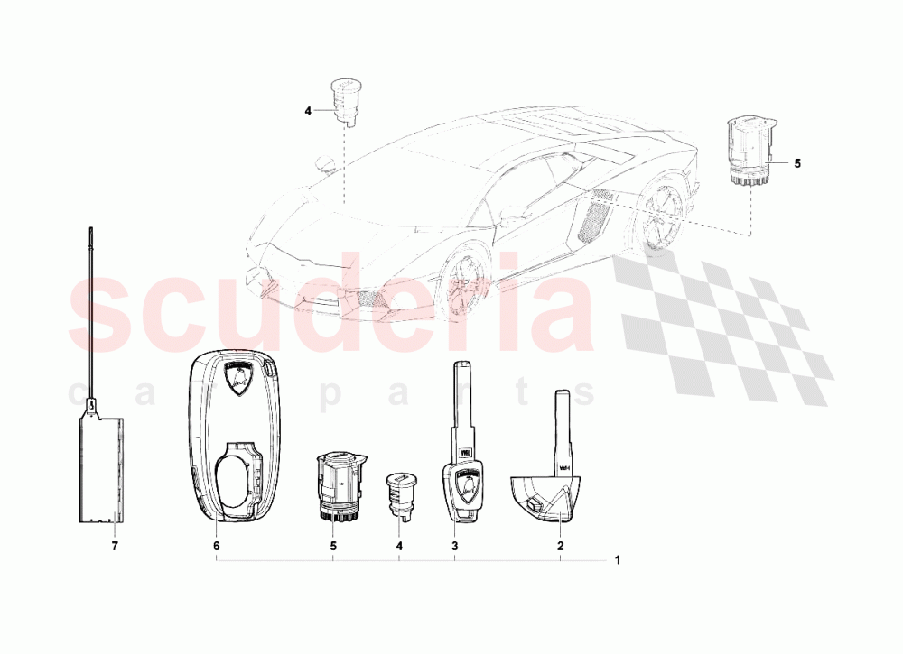 Keys Kit of Lamborghini Lamborghini Aventador LP700 Coupe