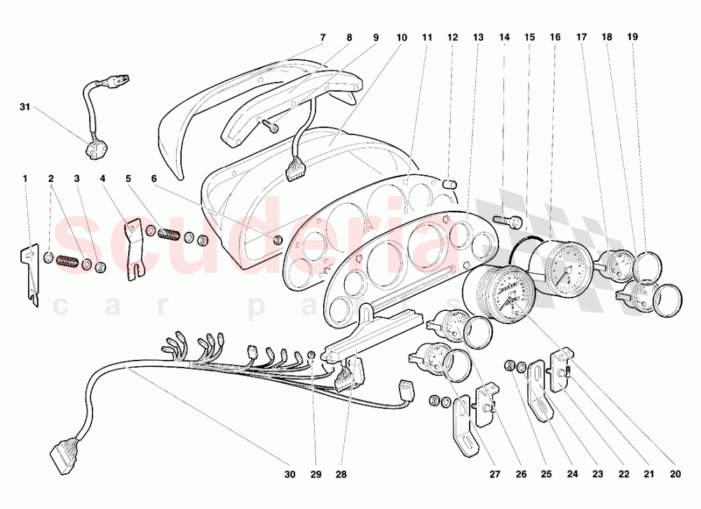 Dashboard Instruments of Lamborghini Lamborghini Diablo VT (1993-1998)