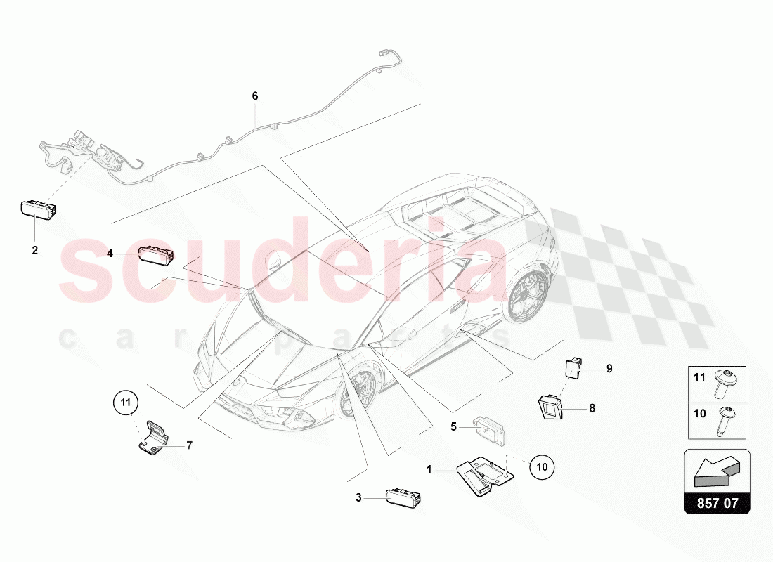 SINGLE PARTS FOR INTERIOR AND READING LIGHT of Lamborghini Lamborghini Huracan Evo Spyder