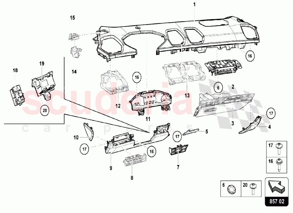 INSTRUMENT PANEL TRIM of Lamborghini Lamborghini Huracan LP610 Coupe