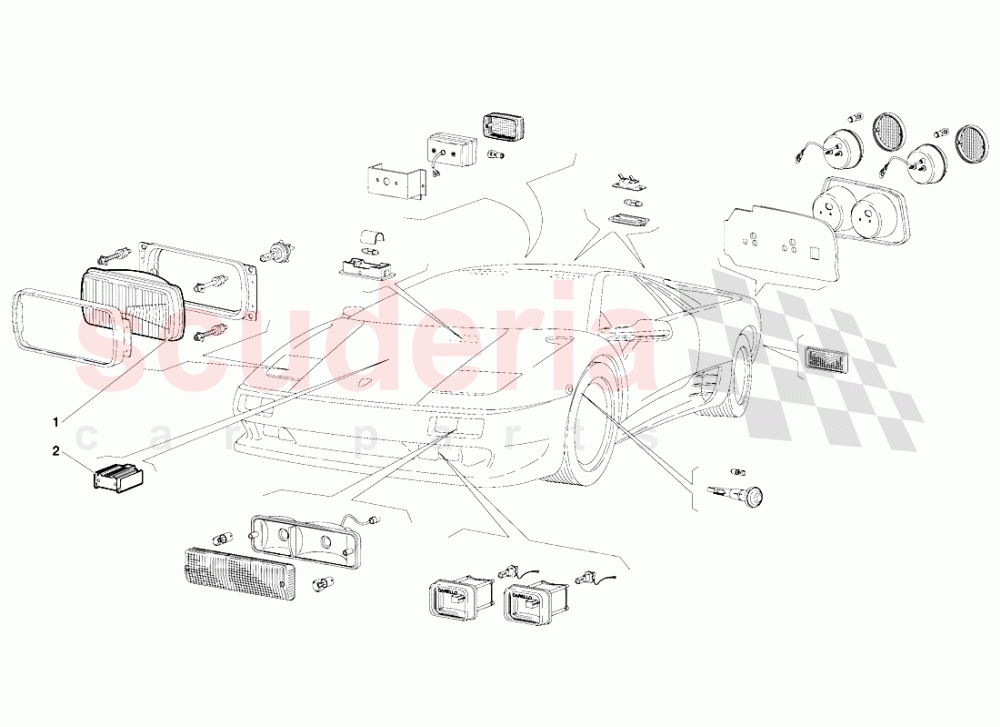 Lights (Valid for GB Version - October 1991) of Lamborghini Lamborghini Diablo (1990-1998)
