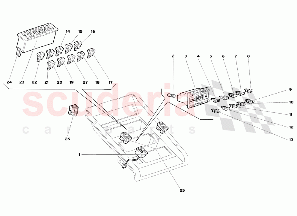 Tunnel Panel Instruments of Lamborghini Lamborghini Diablo SV (1999)