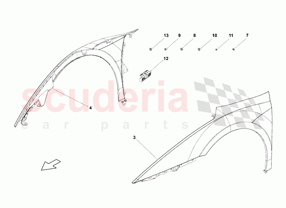 Front Fender of Lamborghini Lamborghini Gallardo LP560 Coupe