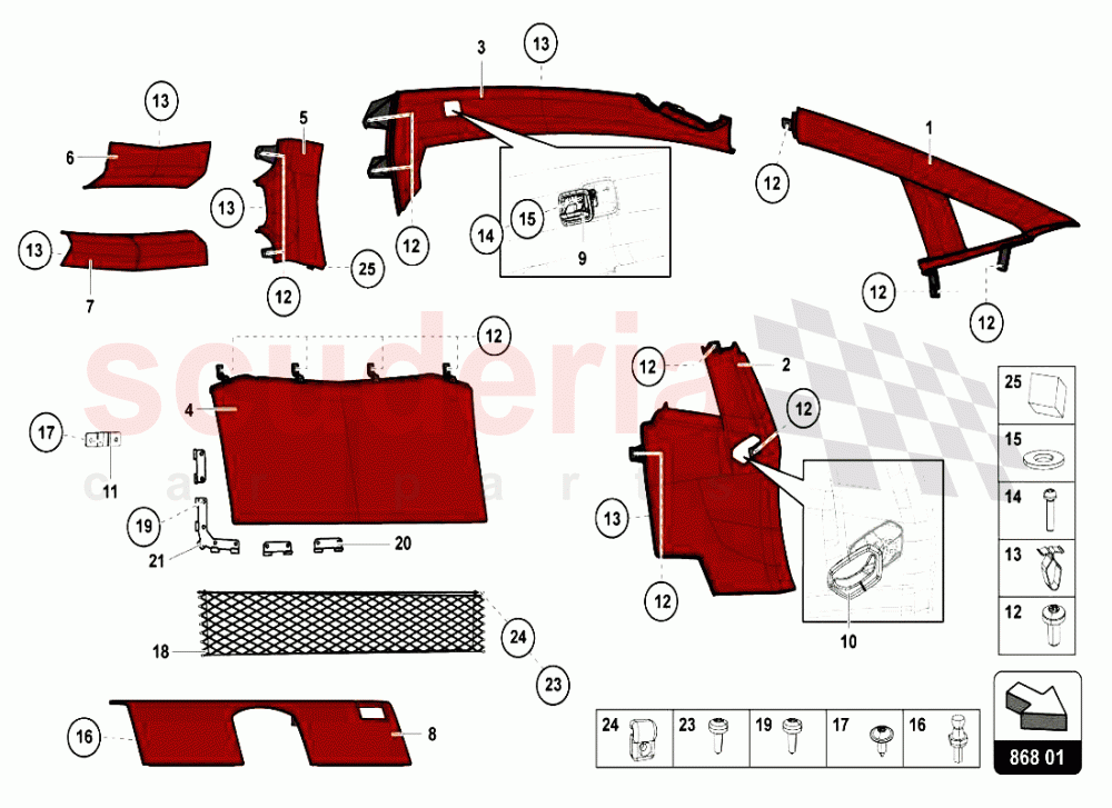 PASSENGER COMPARTMENT TRIMS of Lamborghini Lamborghini Aventador LP720 Coupe