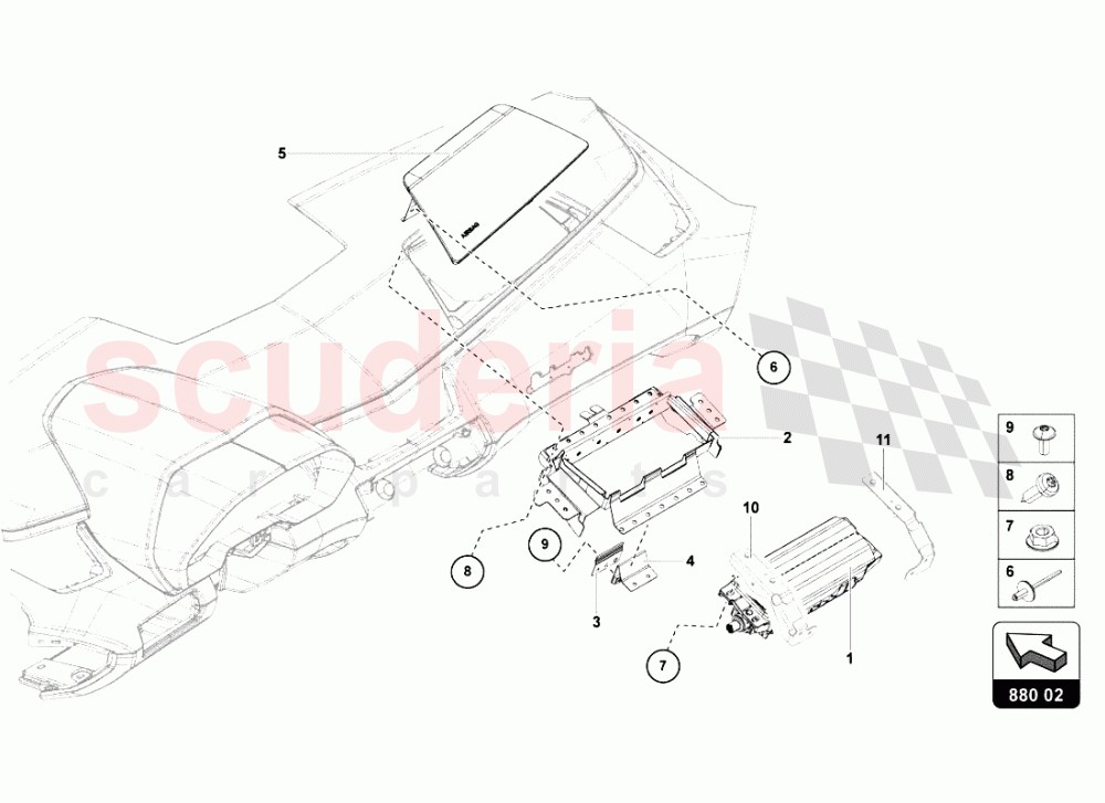 AIRBAG UNIT - PASSENGER SIDE of Lamborghini Lamborghini Aventador LP700 Roadster