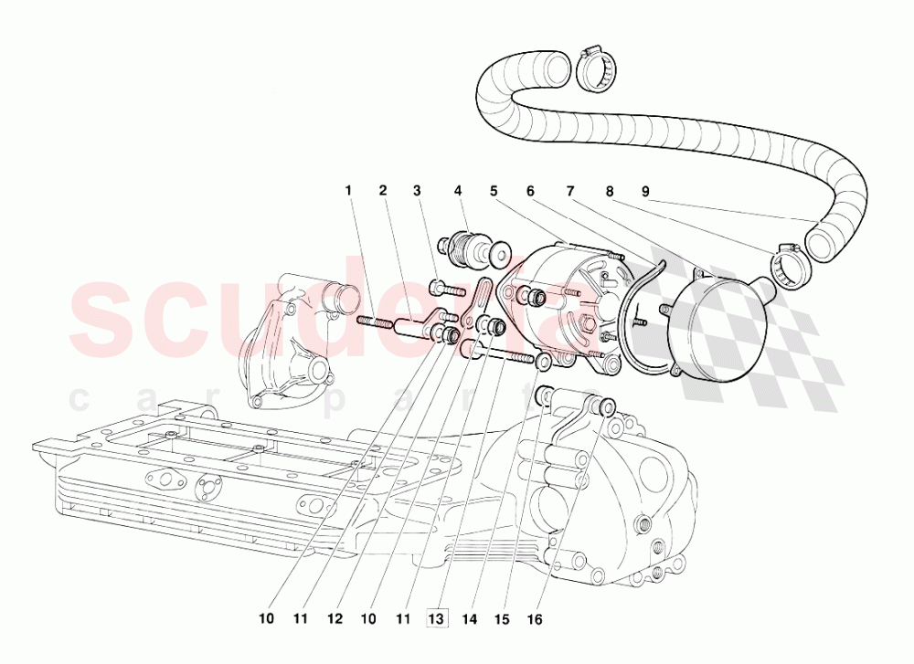 Alternator (Valid for June 1992 Version) of Lamborghini Lamborghini Diablo (1990-1998)