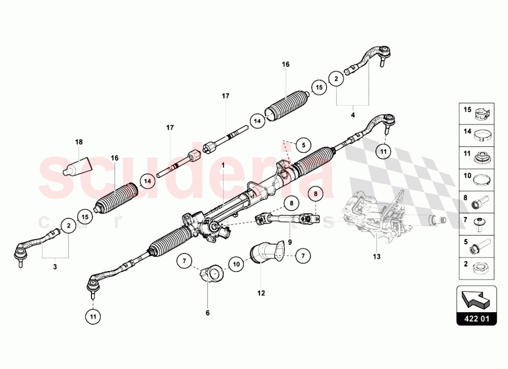 STEERING RACK of Lamborghini Lamborghini Aventador LP700 Roadster