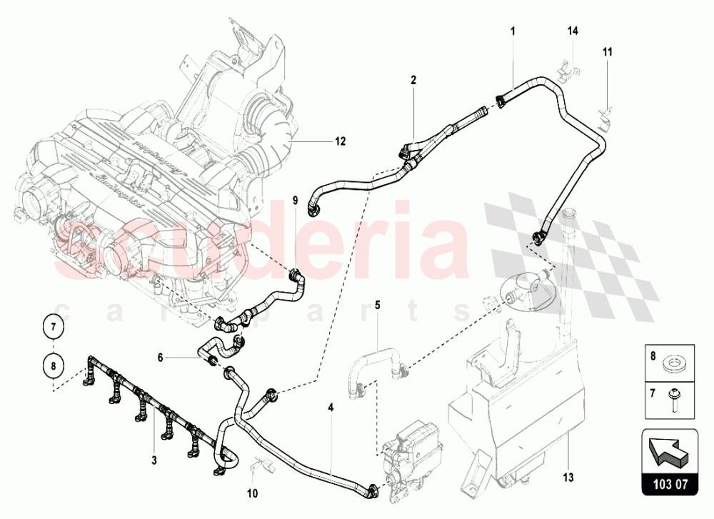 BLOW BY SYSTEM - FROM VIN CLA00325 of Lamborghini Lamborghini Aventador LP720 Roadster