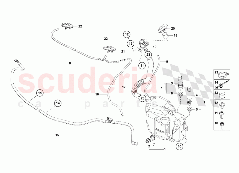 Windscreen - Headlight Washer System of Lamborghini Lamborghini Aventador LP700 Coupe