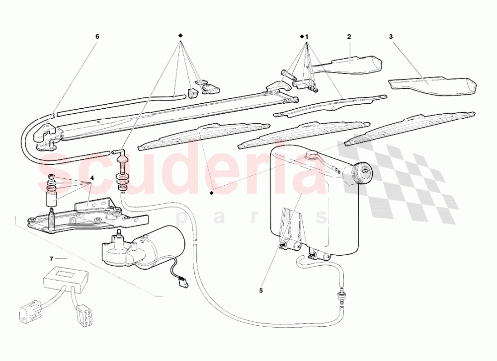 Windscreen Wiper and Headlamp Washers (Valid for GB - November 1998) of Lamborghini Lamborghini Diablo SV (1998)