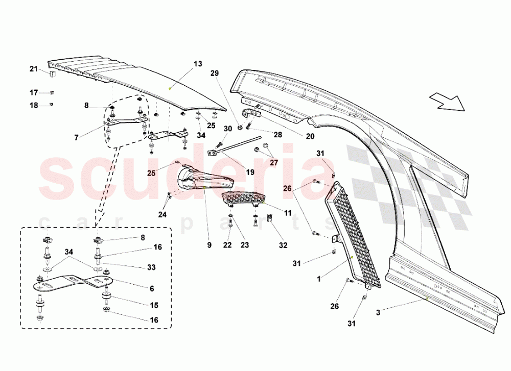 Front Fender of Lamborghini Lamborghini Gallardo Spyder