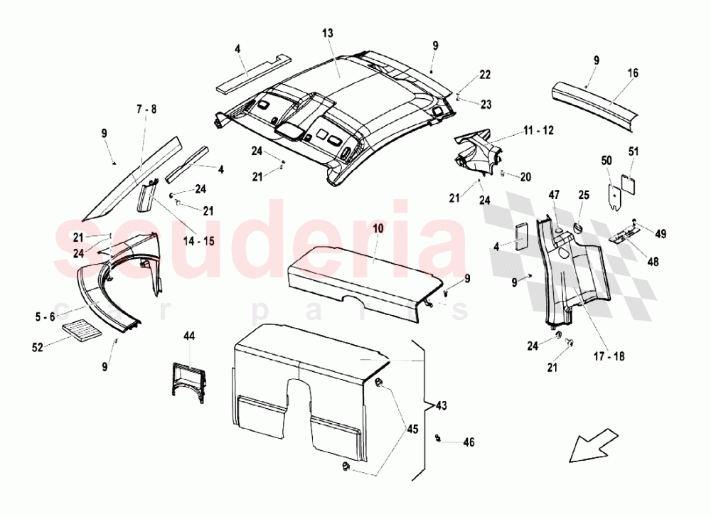 Inner Equipment - Moulded Headliner of Lamborghini Lamborghini Gallardo LP550 Coupe