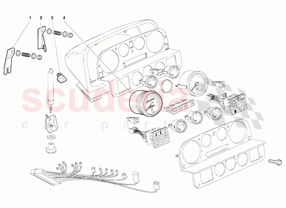 Dashboard Instruments (Valid for GB Version - October 1991) of Lamborghini Lamborghini Diablo (1990-1998)