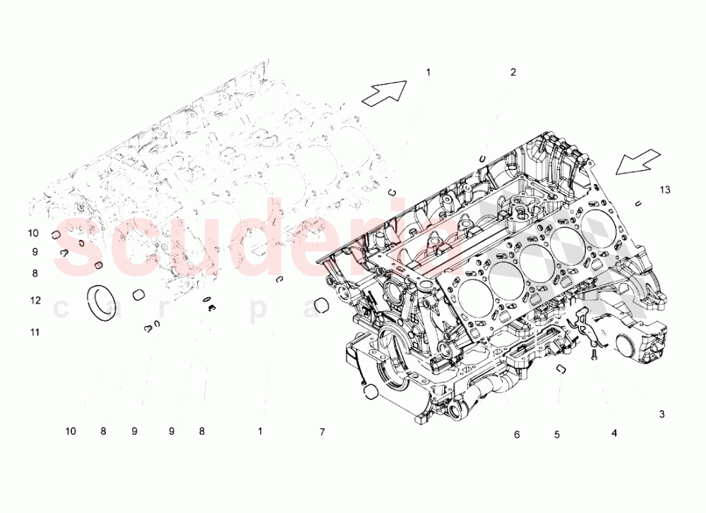 Crankcase of Lamborghini Lamborghini Gallardo Superleggera