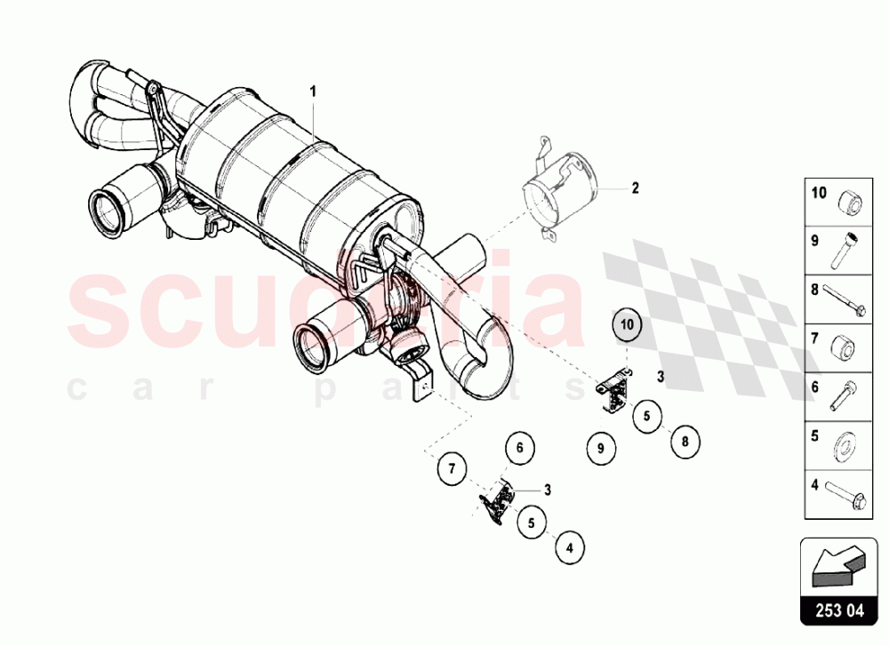 Exhaust System - Silencer of Lamborghini Lamborghini Huracan LP640 Performante Coupe