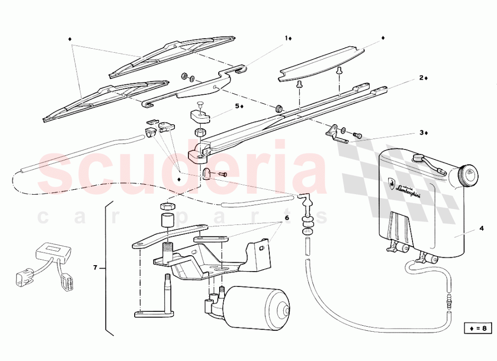 Windscreen Wiper (Valid for GB and Australia - July 1999) 2 of Lamborghini Lamborghini Diablo SV (1999)