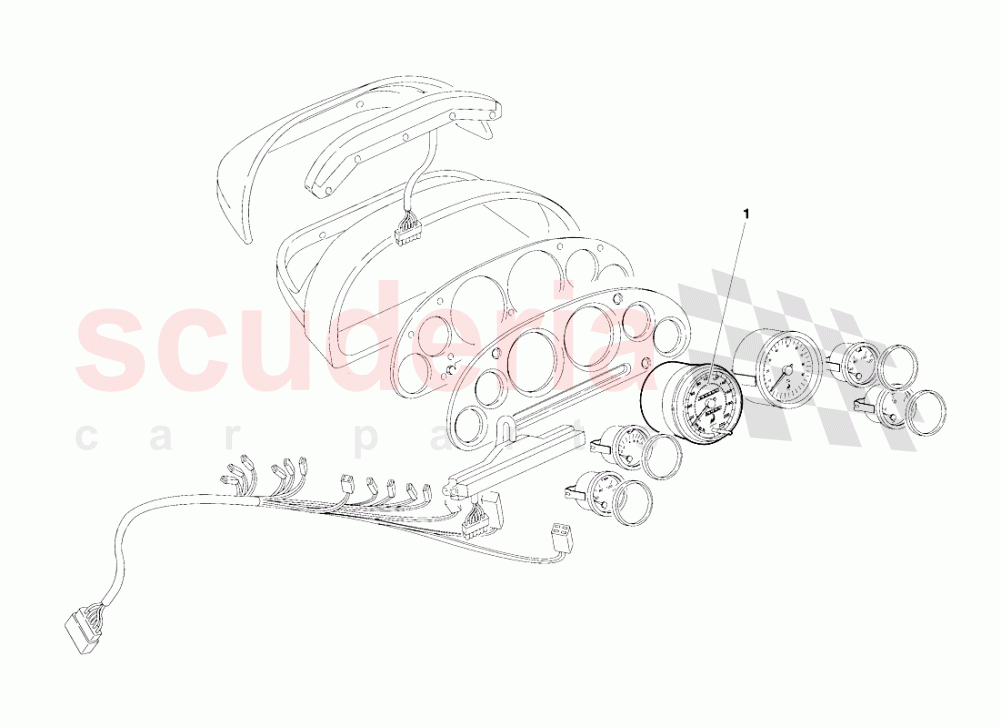 Dashboard Instruments (Valid for USA - January 1995) of Lamborghini Lamborghini Diablo SE30 (1993-1995)