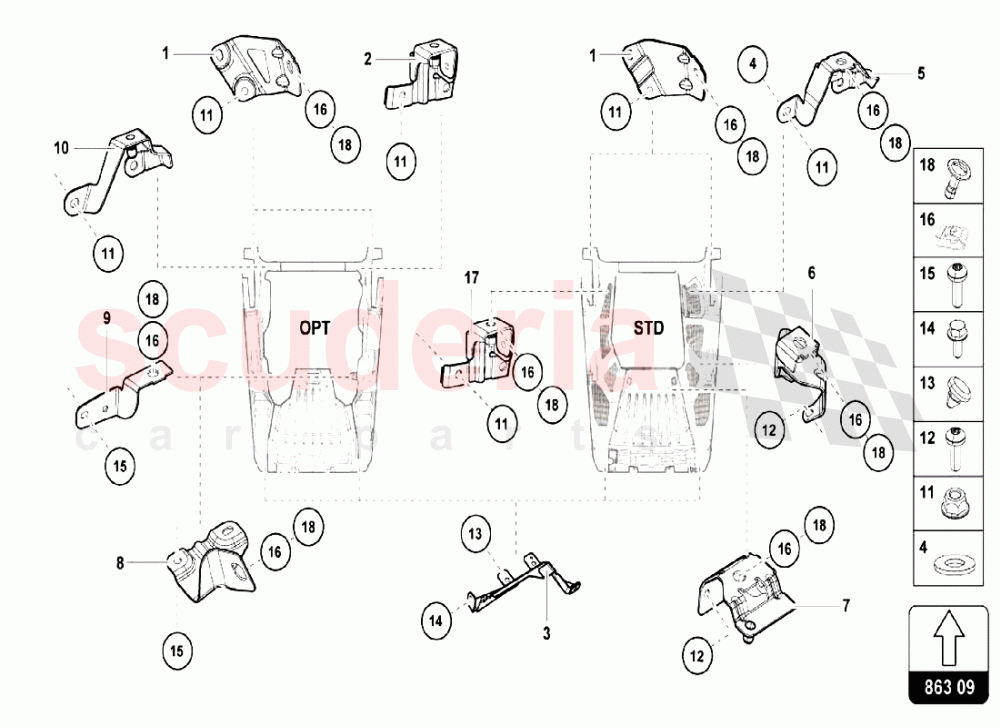 Inner Door Trims - Engine Bay Fixings of Lamborghini Lamborghini Huracan LP580 Coupe