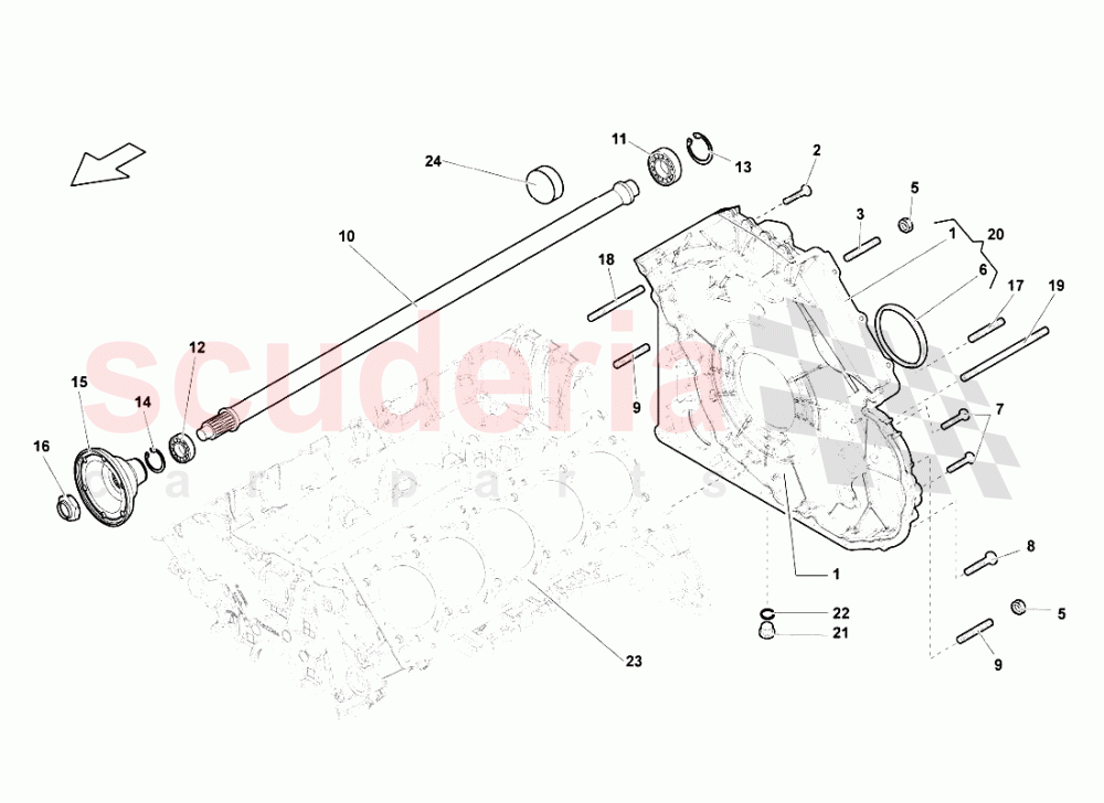 Timing Chain Cover - Propeller Shaft of Lamborghini Lamborghini Gallardo Spyder