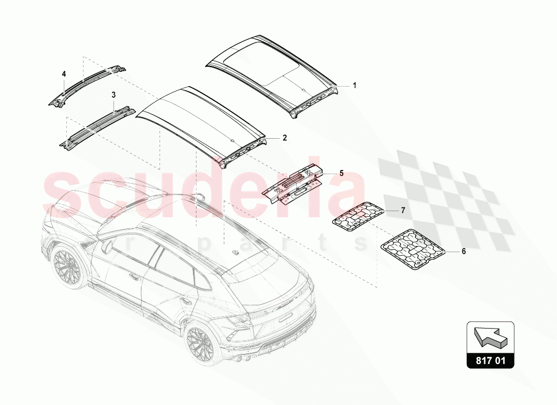 ROOF FRAME-OUTER PANEL of Lamborghini Lamborghini Urus