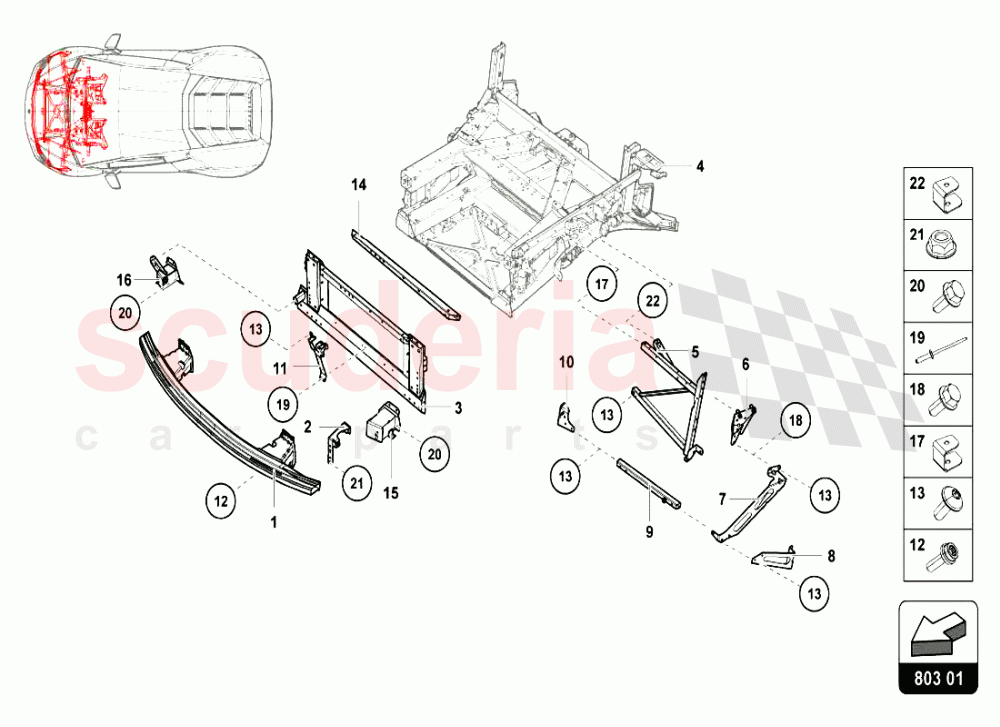 FRONT FRAME INNER ELEMENTS of Lamborghini Lamborghini Huracan LP610 Coupe