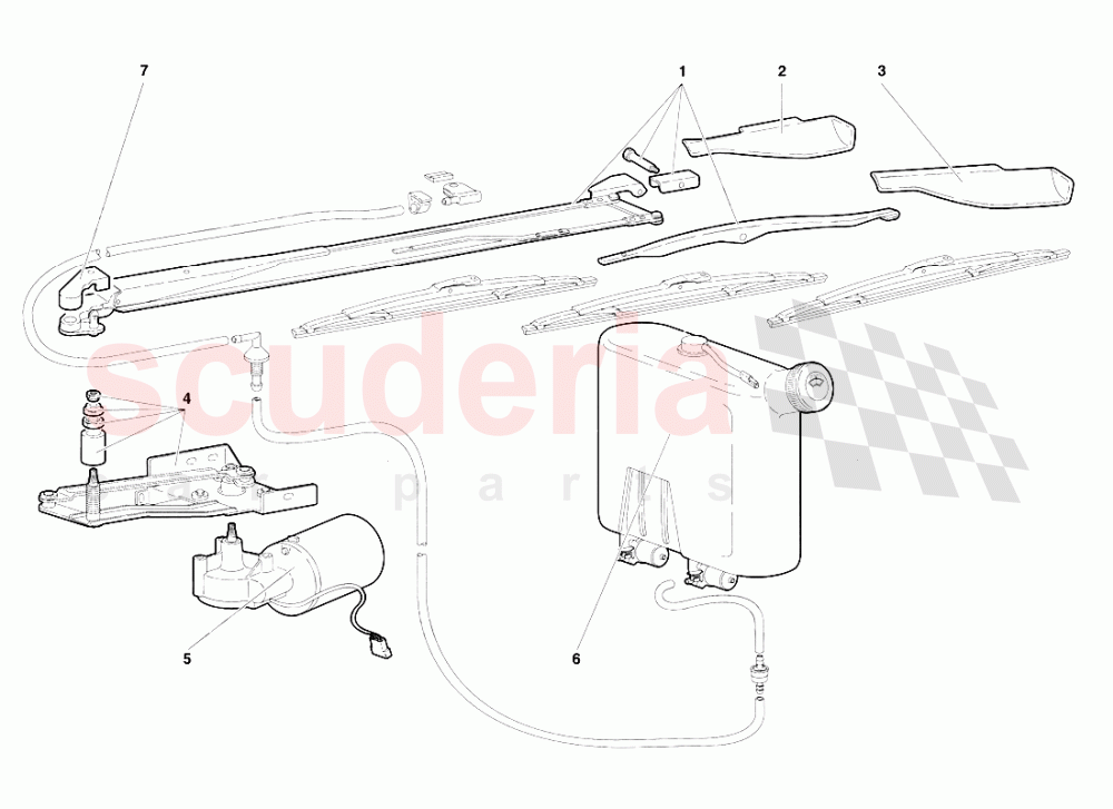 Windscreen Wiper and. Headlamp Washers (Valid for R.H.D. - March 1997) of Lamborghini Lamborghini Diablo SV (1995-1997)