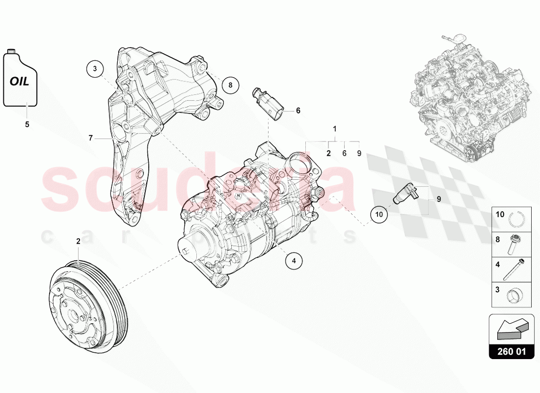 A/C COMPRESSOR WITH INDIVIDUAL PARTS of Lamborghini Lamborghini Urus