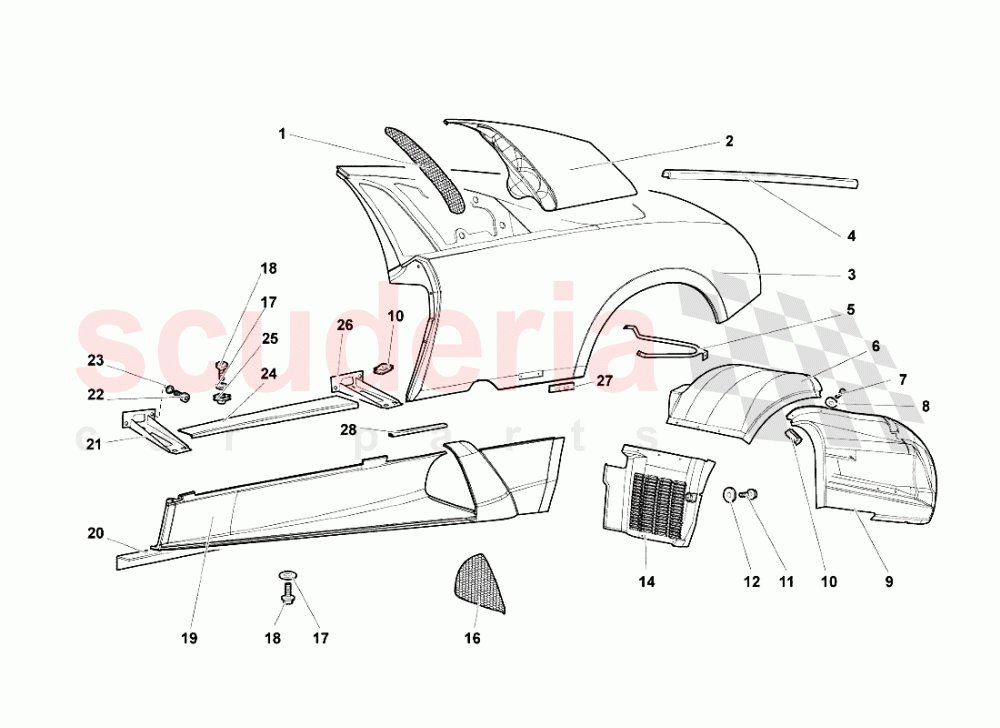 BODY ELEMENTS - LEFT SIDE of Lamborghini Lamborghini Murcielago