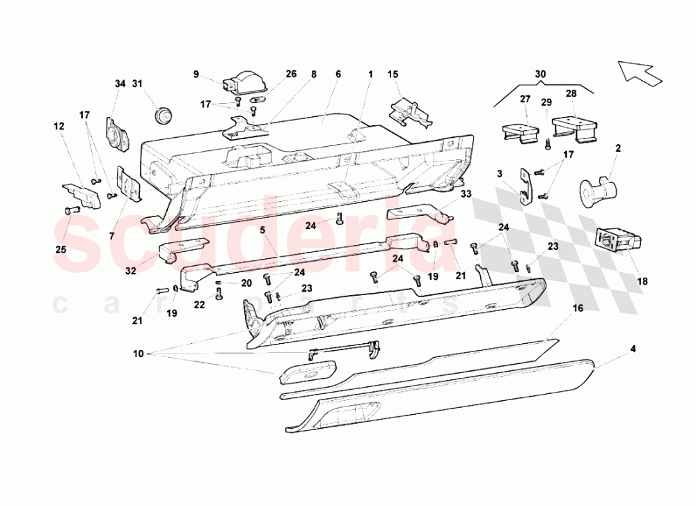 Passenger Side Drawer of Lamborghini Lamborghini Gallardo (2003-2005)