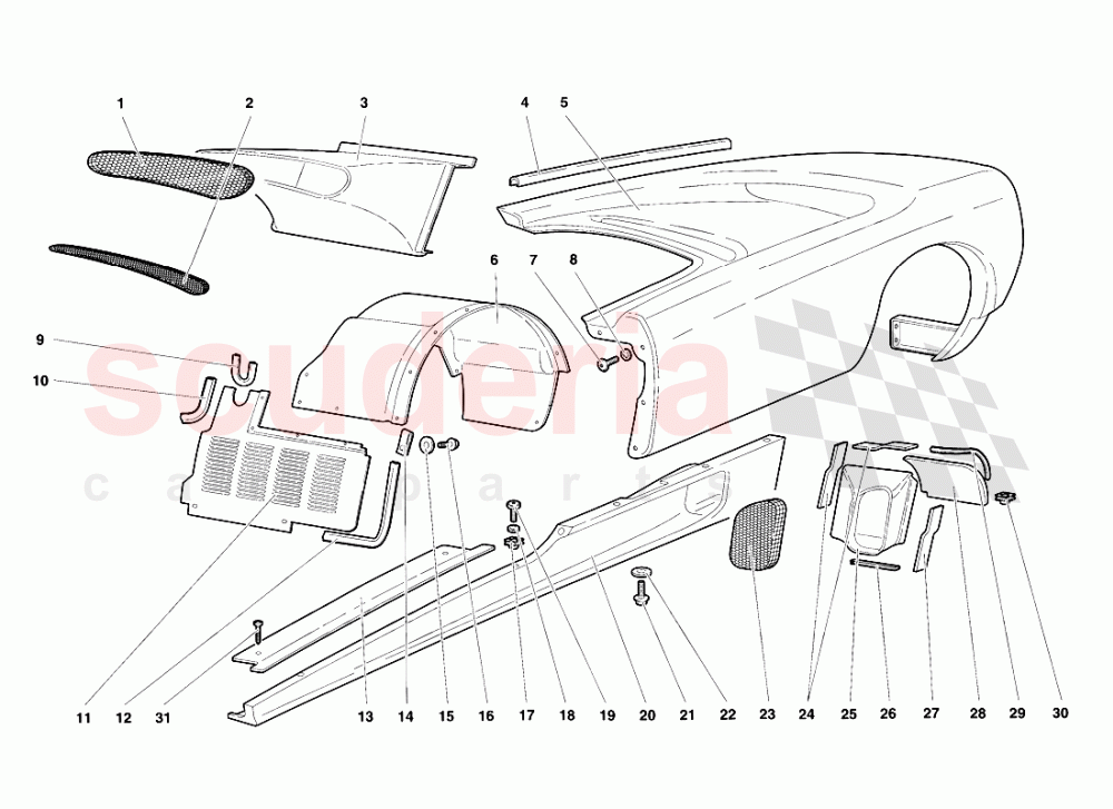 Body Elements - Left Flank of Lamborghini Lamborghini Diablo SV (1995-1997)