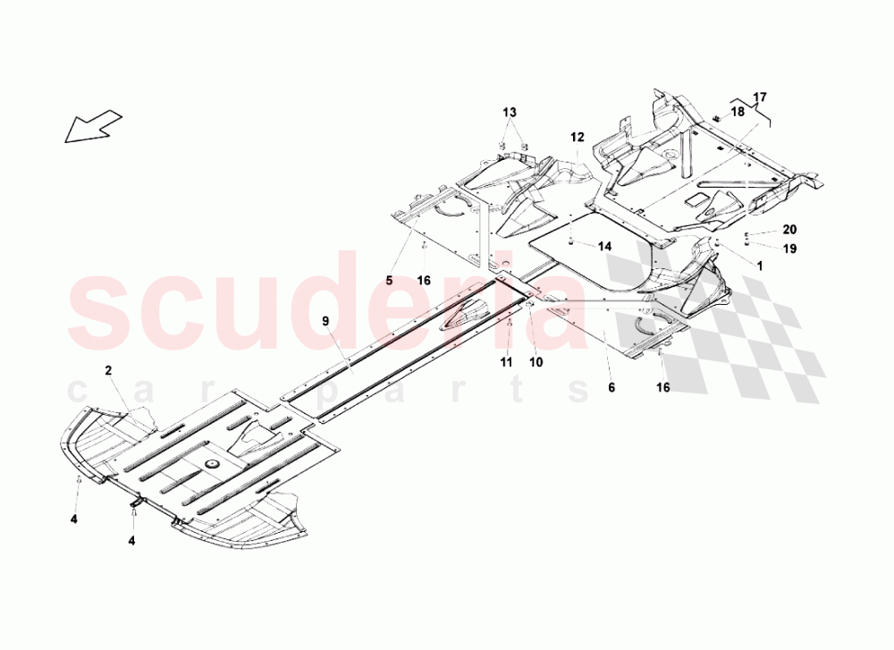 Frame Floor Panels of Lamborghini Lamborghini Gallardo LP560 Spyder