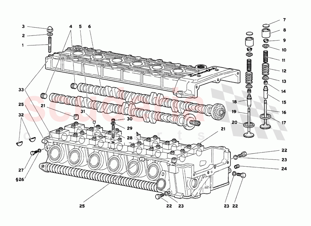 Left Cylinder Head of Lamborghini Lamborghini Diablo VT 6.0 (2000-2001)