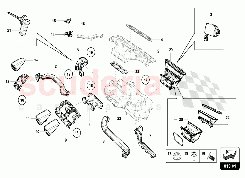 DASHBOARD AIR PIPE of Lamborghini Lamborghini Huracan LP610 Coupe